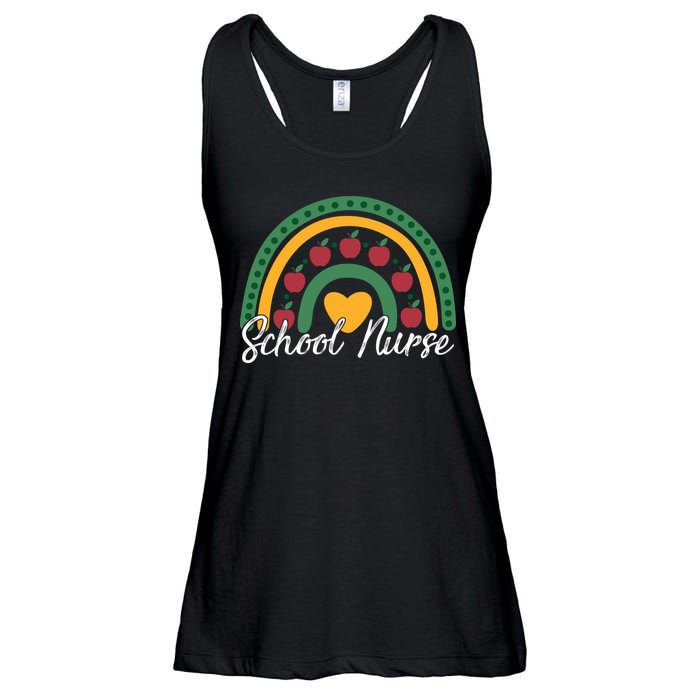 School Nurse Apple Rainbow Heart Ladies Essential Flowy Tank