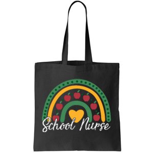 School Nurse Apple Rainbow Heart Tote Bag