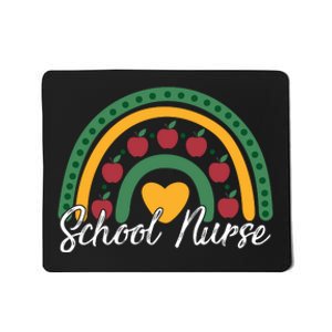 School Nurse Apple Rainbow Heart Mousepad