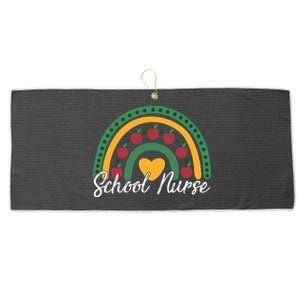 School Nurse Apple Rainbow Heart Large Microfiber Waffle Golf Towel