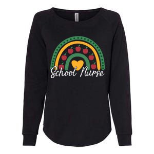 School Nurse Apple Rainbow Heart Womens California Wash Sweatshirt