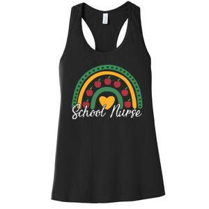 School Nurse Apple Rainbow Heart Women's Racerback Tank