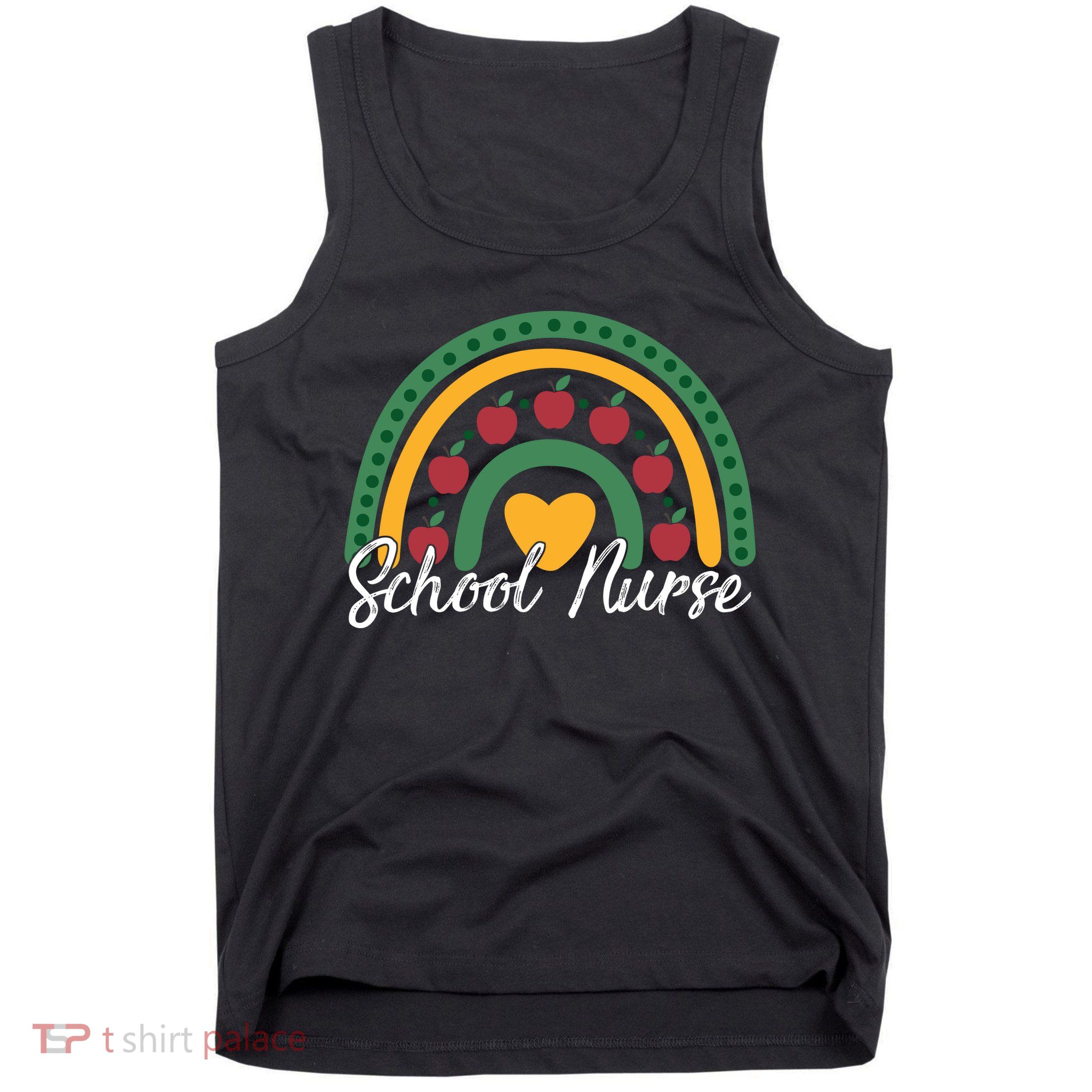 School Nurse Apple Rainbow Heart Tank Top