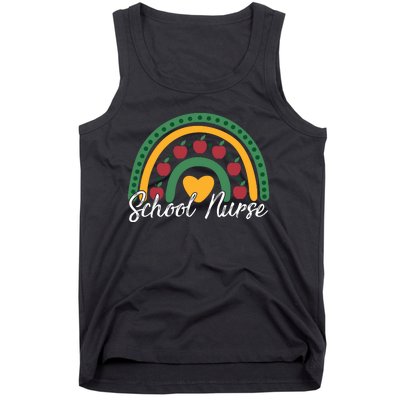 School Nurse Apple Rainbow Heart Tank Top