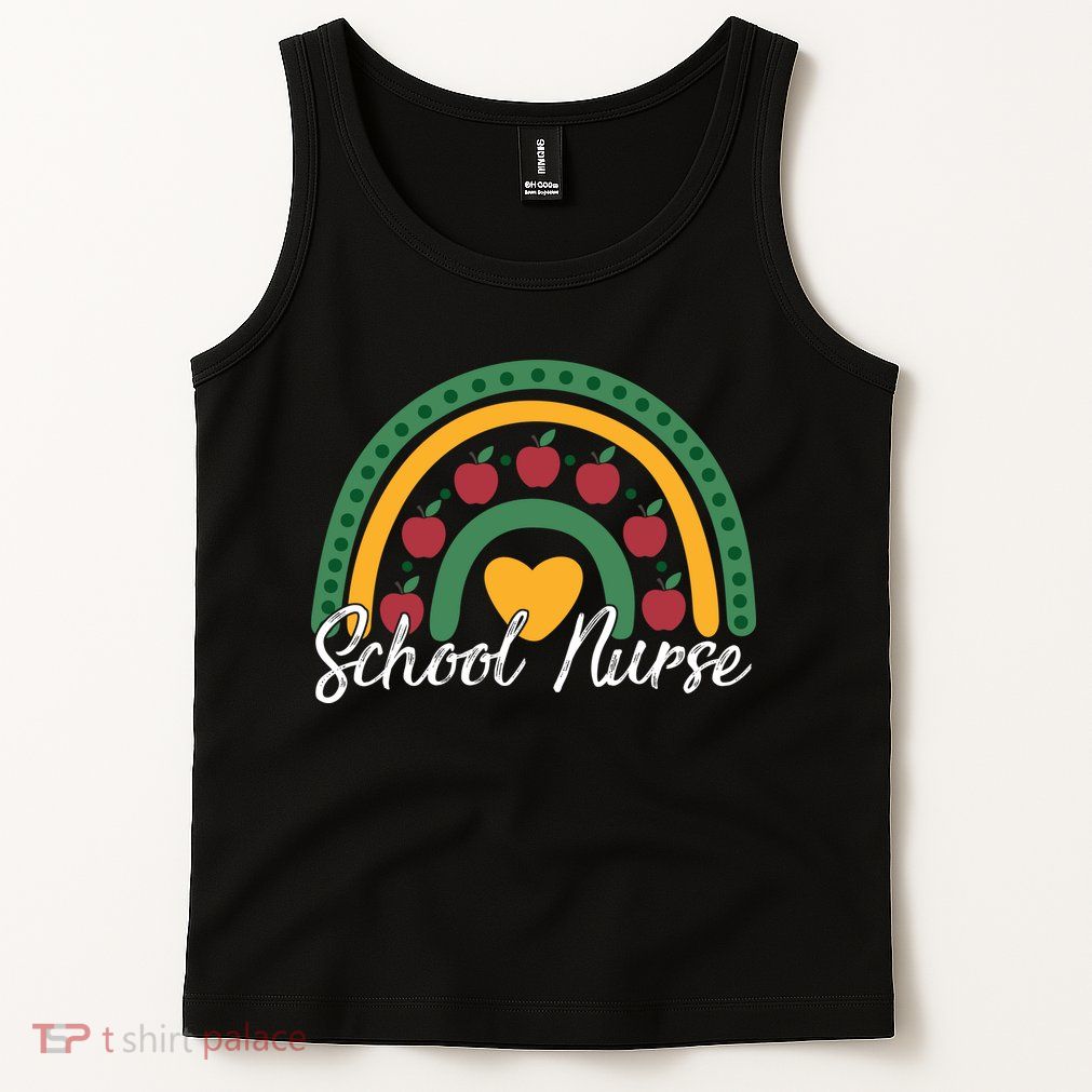 School Nurse Apple Rainbow Heart Tank Top