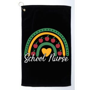 School Nurse Apple Rainbow Heart Platinum Collection Golf Towel