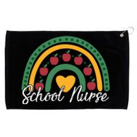 School Nurse Apple Rainbow Heart Grommeted Golf Towel