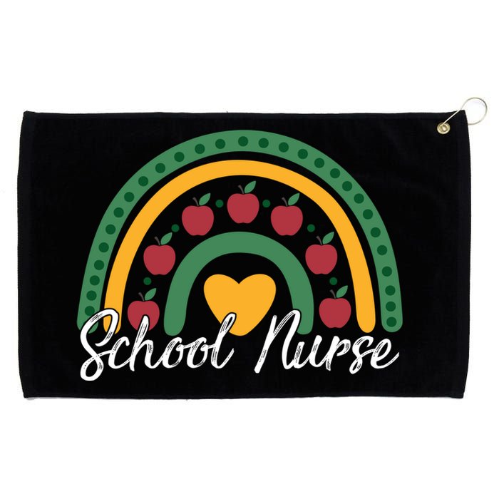 School Nurse Apple Rainbow Heart Grommeted Golf Towel