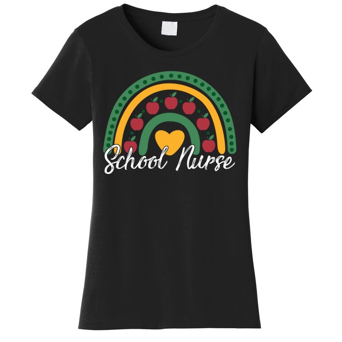 School Nurse Apple Rainbow Heart Women's T-Shirt