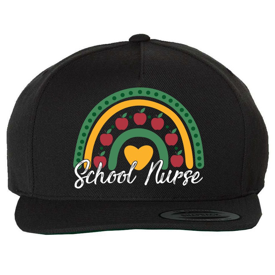 School Nurse Apple Rainbow Heart Wool Snapback Cap