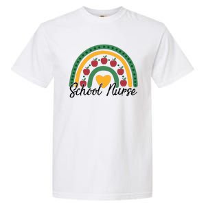 School Nurse Apple Rainbow Heart Garment-Dyed Heavyweight T-Shirt