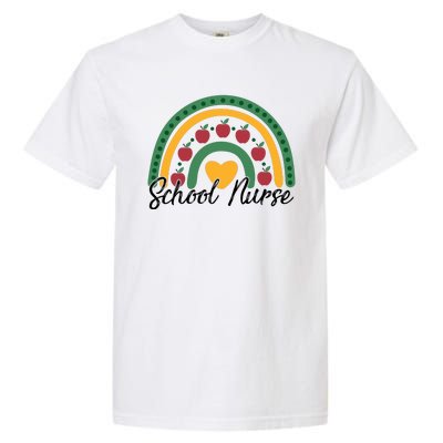 School Nurse Apple Rainbow Heart Garment-Dyed Heavyweight T-Shirt