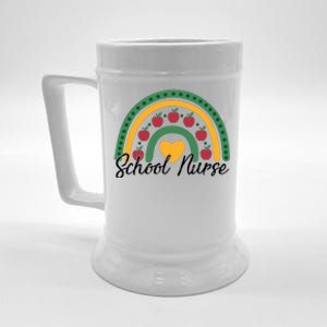 School Nurse Apple Rainbow Heart Beer Stein