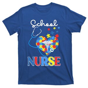 School Nurse Autism Day Love Heart Stethoscope Rn Nurse Mom Gift T-Shirt