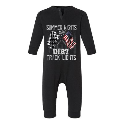 Summer Nights And Dirt Track Lights Sprint Car Racing Infant Fleece One Piece