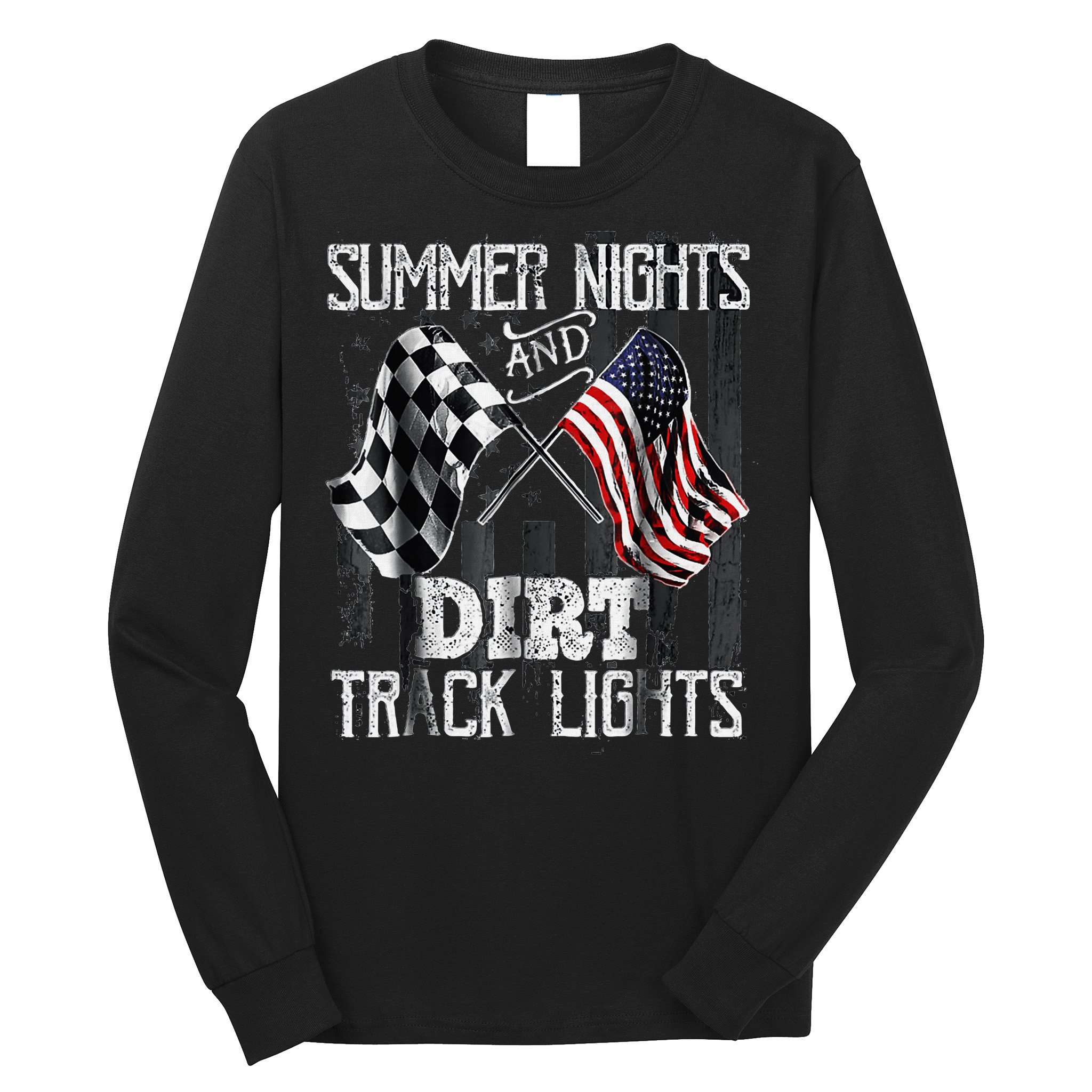 Summer Nights And Dirt Track Lights Sprint Car Racing Long Sleeve Shirt