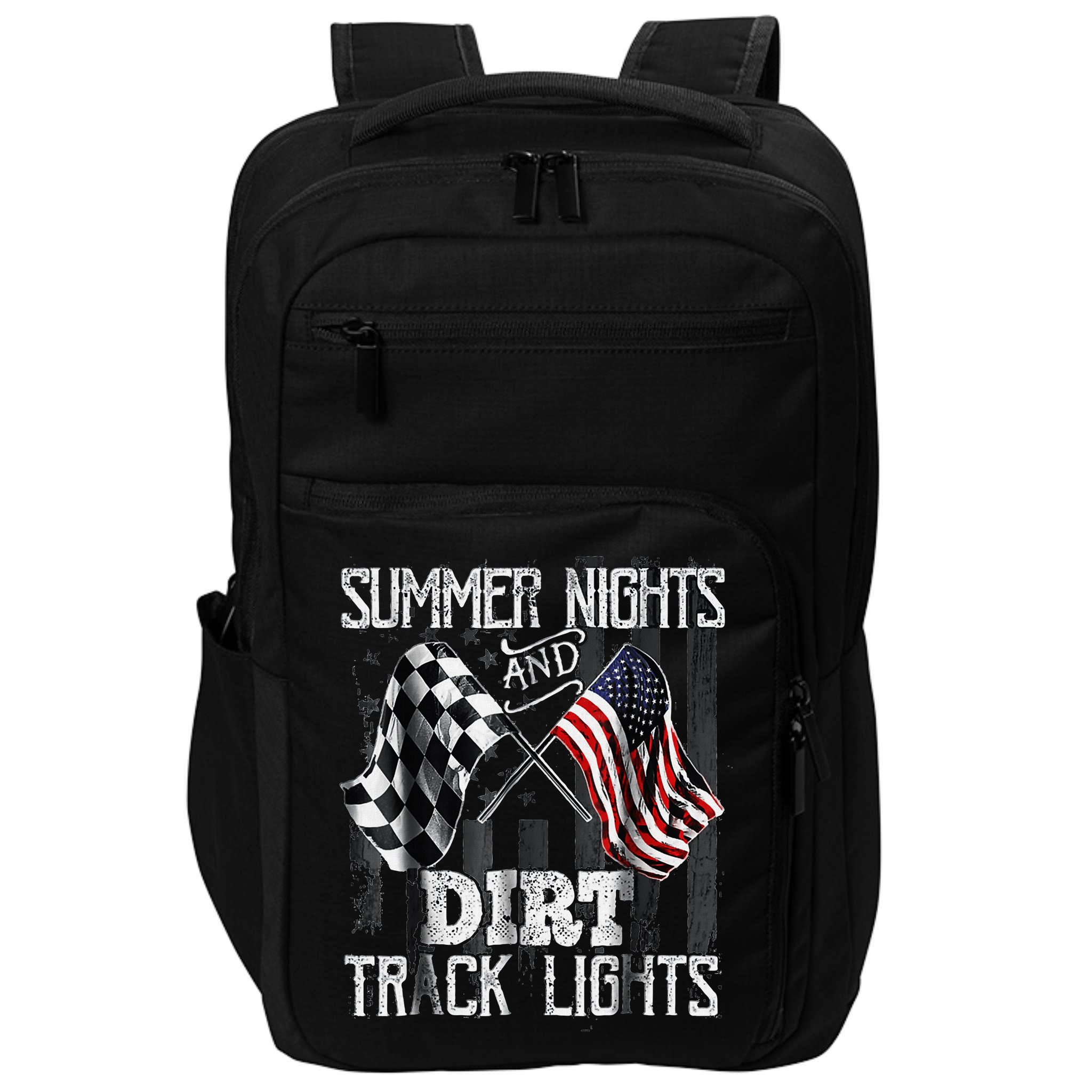Summer Nights And Dirt Track Lights Sprint Car Racing Impact Tech Backpack