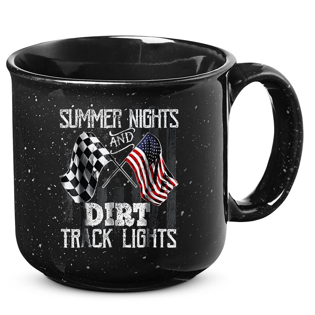 Summer Nights And Dirt Track Lights Sprint Car Racing 15oz Campfire Ceramic Mug