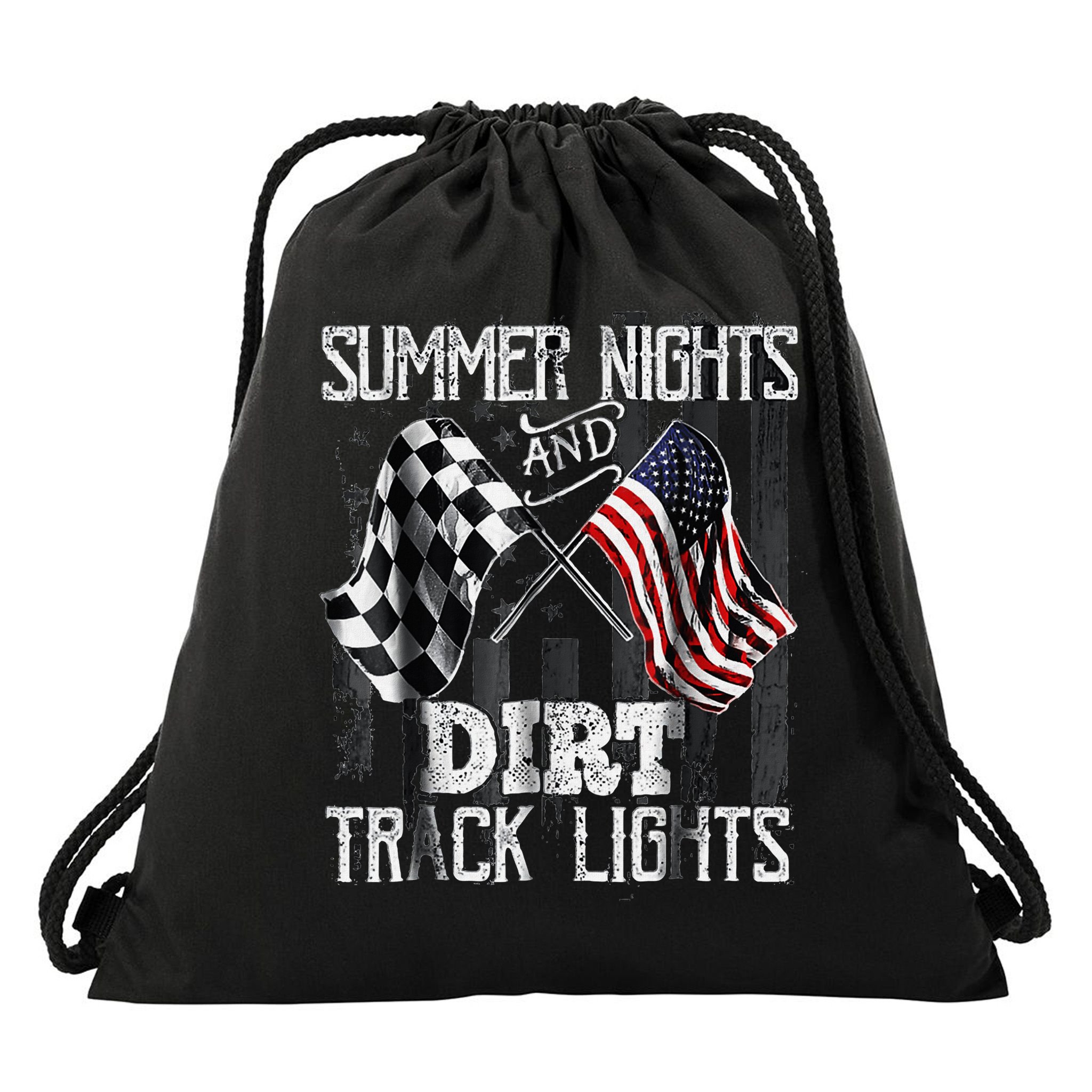 Summer Nights And Dirt Track Lights Sprint Car Racing Drawstring Bag