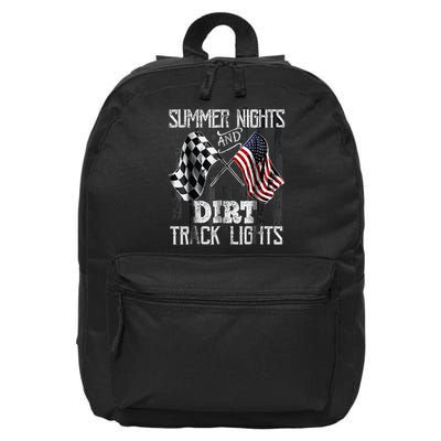 Summer Nights And Dirt Track Lights Sprint Car Racing 16 in Basic Backpack