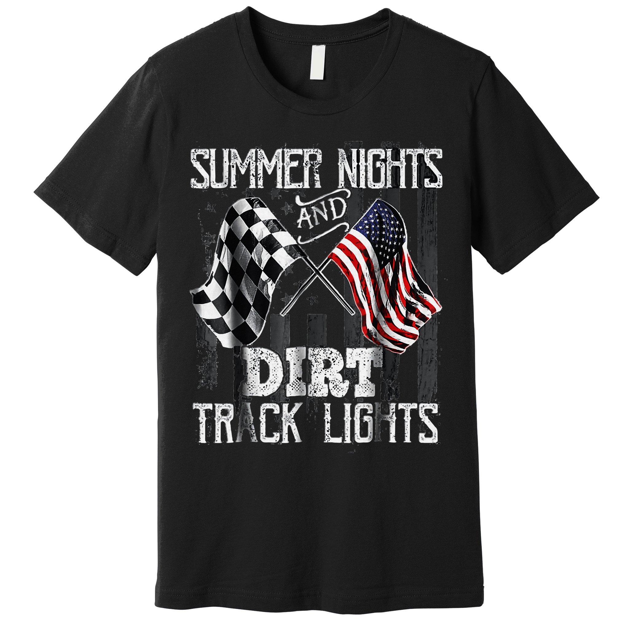Summer Nights And Dirt Track Lights Sprint Car Racing Premium T-Shirt