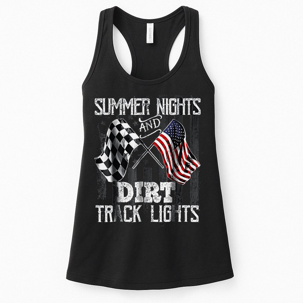 Summer Nights And Dirt Track Lights Sprint Car Racing Womens Tank Top