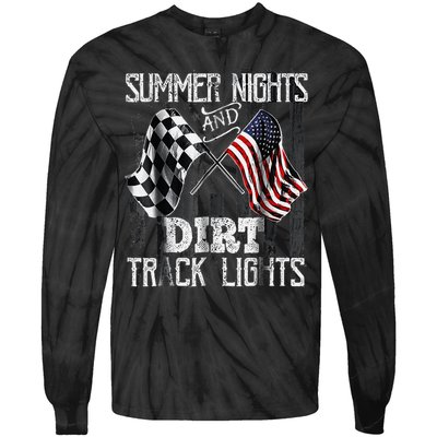 Summer Nights And Dirt Track Lights Sprint Car Racing Tie-Dye Long Sleeve Shirt