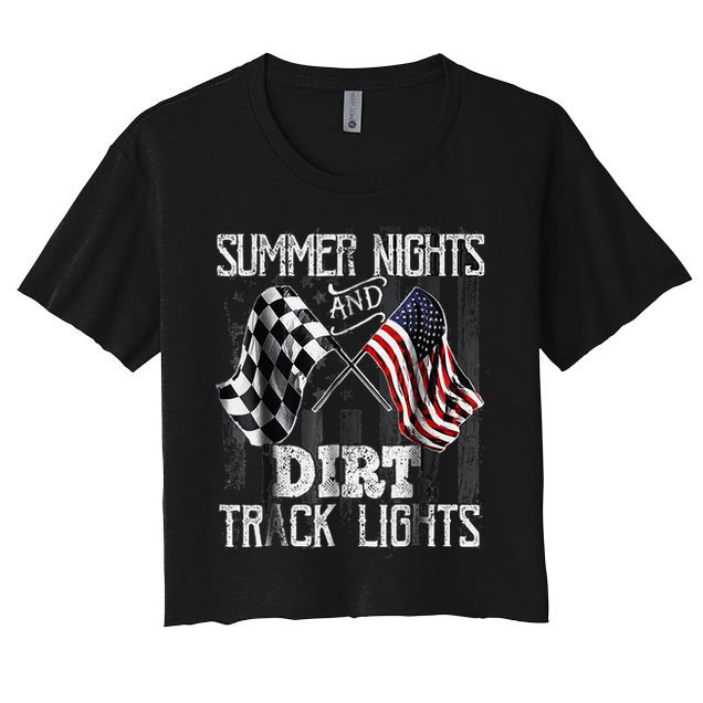 Summer Nights And Dirt Track Lights Sprint Car Racing Crop Top