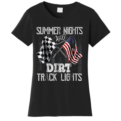 Summer Nights And Dirt Track Lights Sprint Car Racing Women's T-Shirt