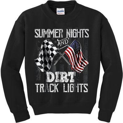 Summer Nights And Dirt Track Lights Sprint Car Racing Kids Sweatshirt