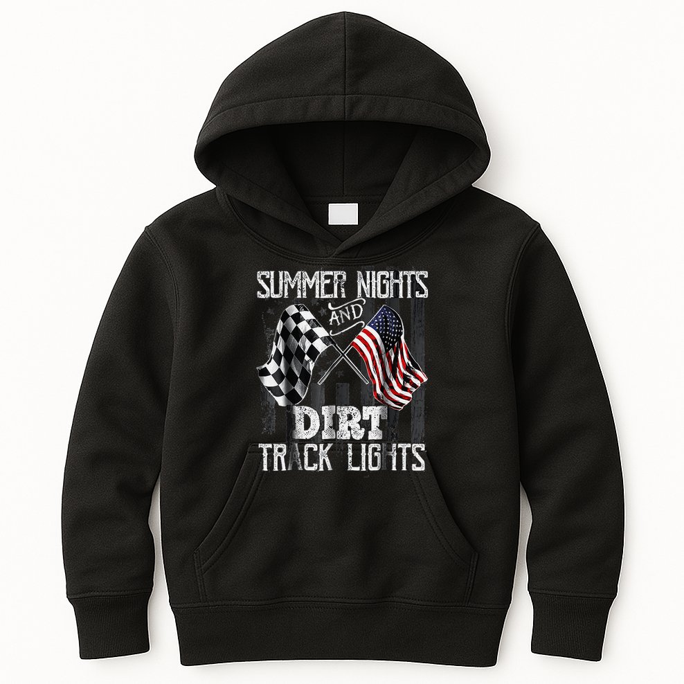 Summer Nights And Dirt Track Lights Sprint Car Racing Kids Hoodie