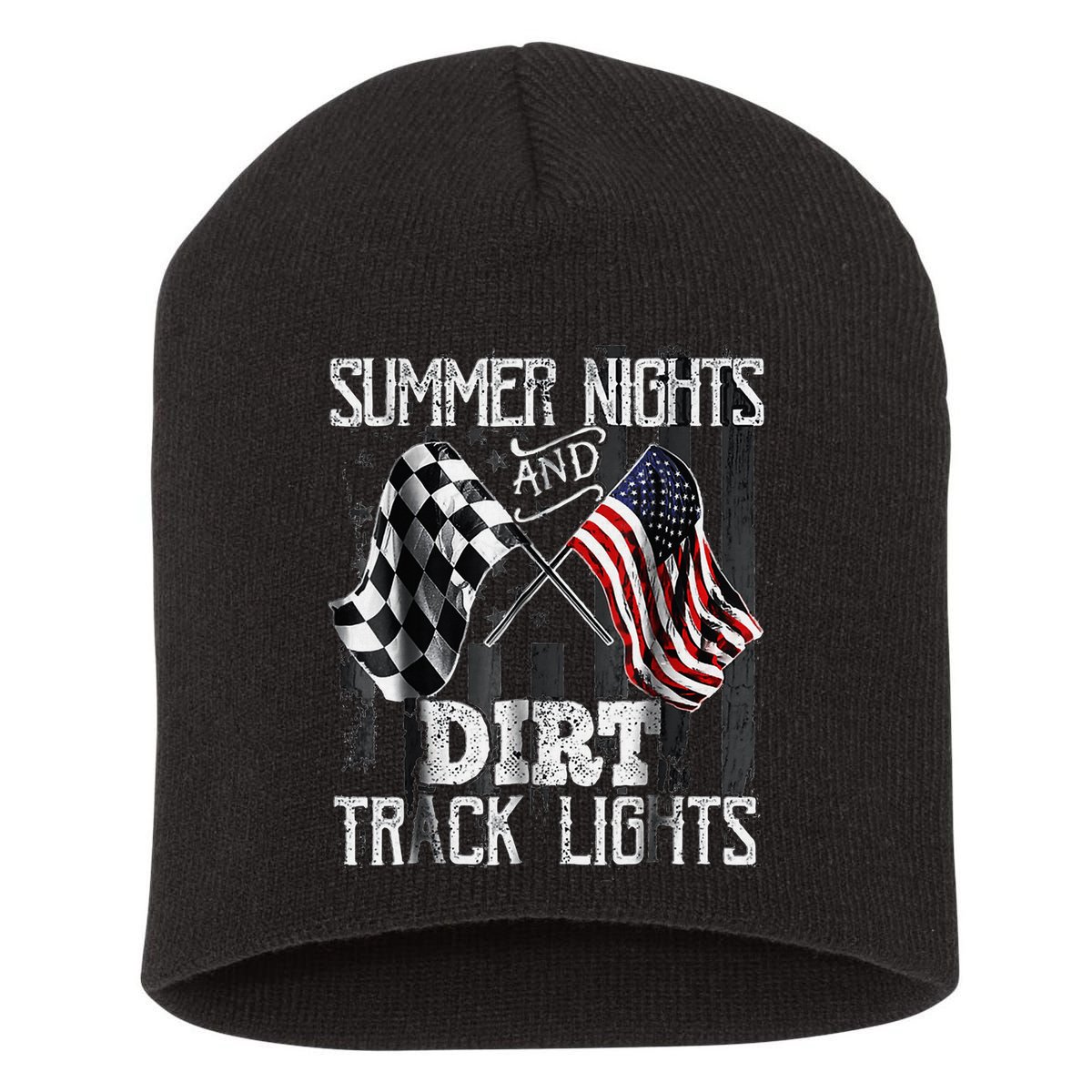 Summer Nights And Dirt Track Lights Sprint Car Racing Short Acrylic Beanie