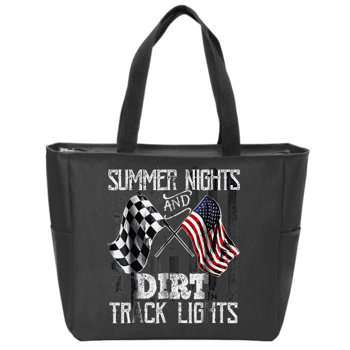 Summer Nights And Dirt Track Lights Sprint Car Racing Zip Tote Bag