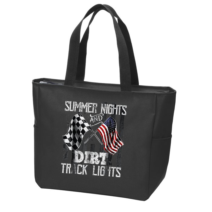 Summer Nights And Dirt Track Lights Sprint Car Racing Zip Tote Bag