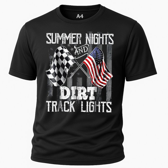 Summer Nights And Dirt Track Lights Sprint Car Racing Cooling Performance Crew T-Shirt