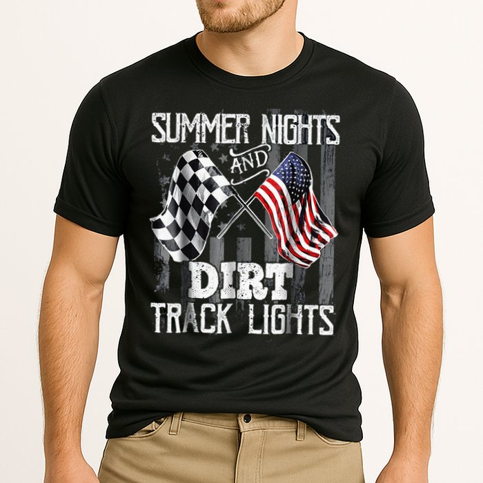 Summer Nights And Dirt Track Lights Sprint Car Racing Cooling Performance Crew T-Shirt