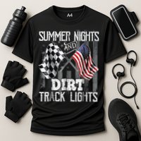 Summer Nights And Dirt Track Lights Sprint Car Racing Cooling Performance Crew T-Shirt