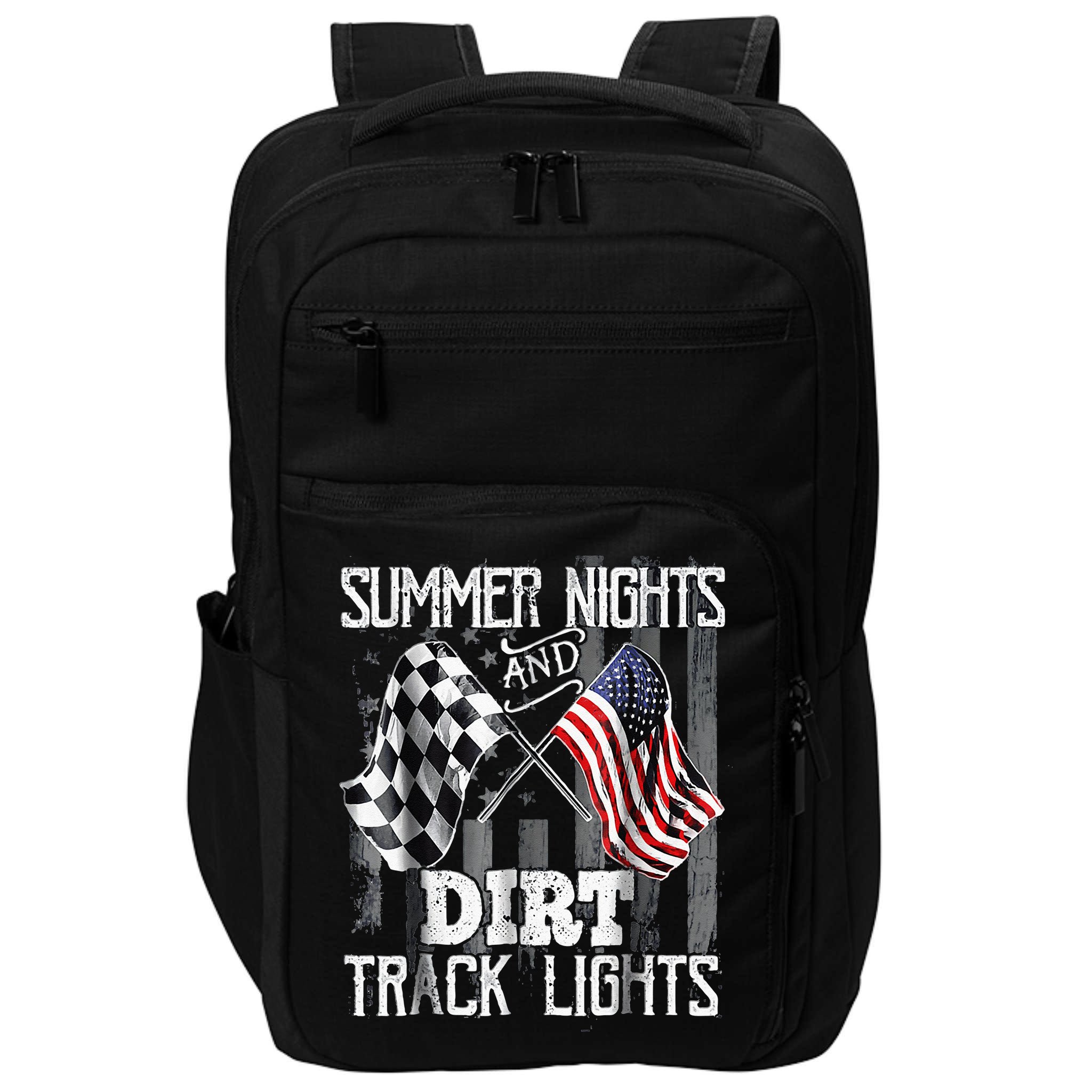 Summer Nights And Dirt Track Lights Sprint Car Racing Impact Tech Backpack