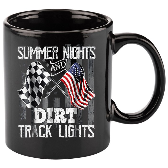 Summer Nights And Dirt Track Lights Sprint Car Racing 11oz C Handle Ceramic Mug