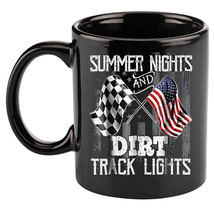 Summer Nights And Dirt Track Lights Sprint Car Racing 11oz C Handle Ceramic Mug