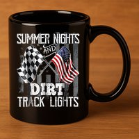 Summer Nights And Dirt Track Lights Sprint Car Racing 11oz C Handle Ceramic Mug