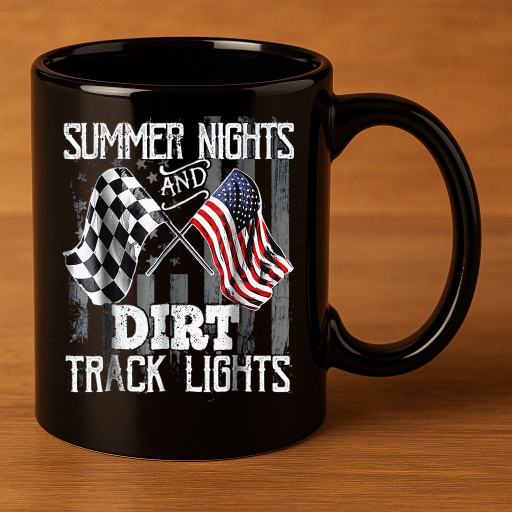 Summer Nights And Dirt Track Lights Sprint Car Racing 11oz C Handle Ceramic Mug