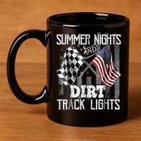 Summer Nights And Dirt Track Lights Sprint Car Racing 11oz C Handle Ceramic Mug