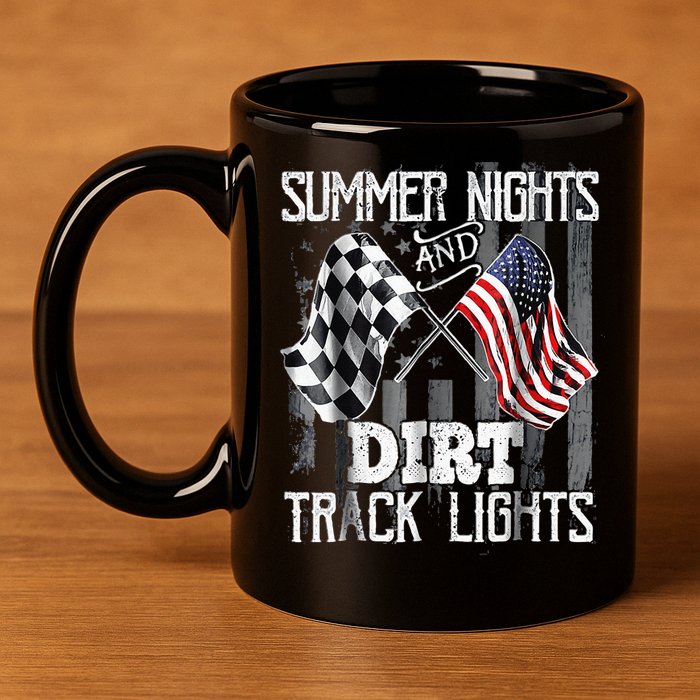 Summer Nights And Dirt Track Lights Sprint Car Racing 11oz C Handle Ceramic Mug