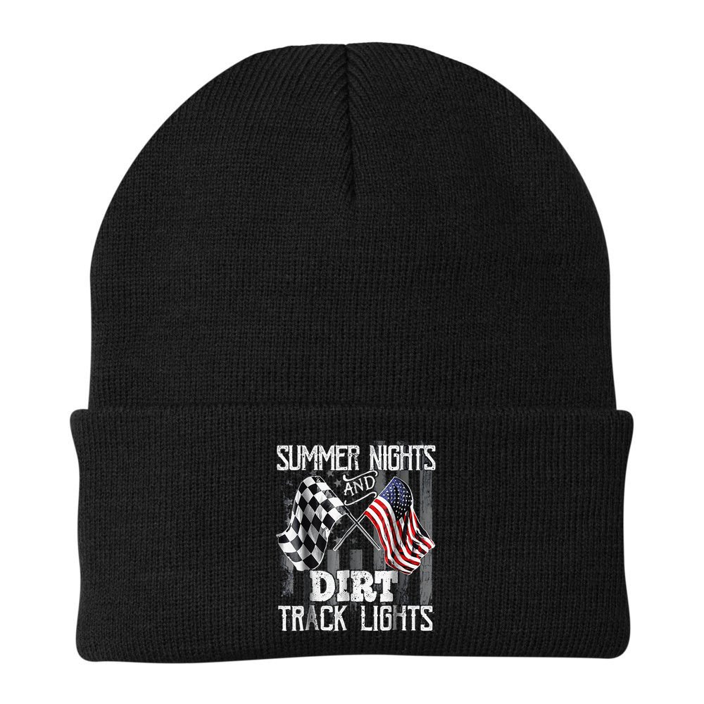 Summer Nights And Dirt Track Lights Sprint Car Racing Beanie