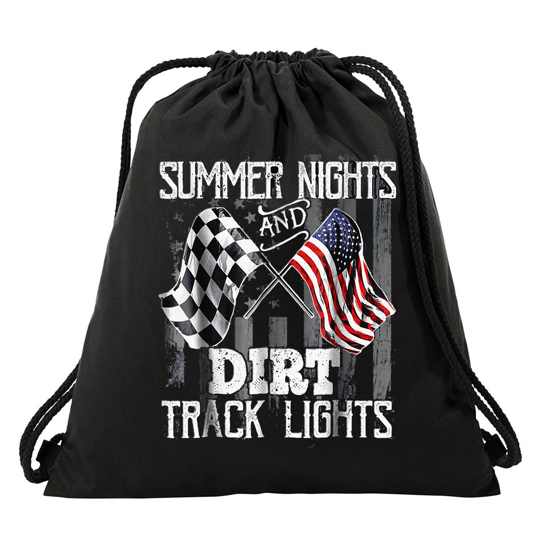 Summer Nights And Dirt Track Lights Sprint Car Racing Drawstring Bag