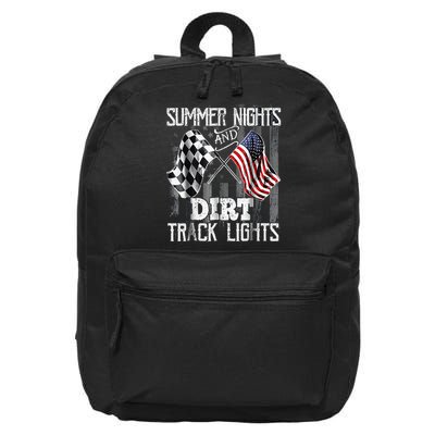 Summer Nights And Dirt Track Lights Sprint Car Racing 16 in Basic Backpack