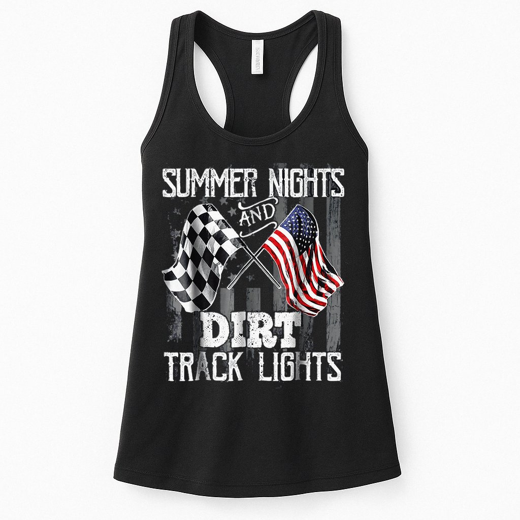 Summer Nights And Dirt Track Lights Sprint Car Racing Womens Tank Top