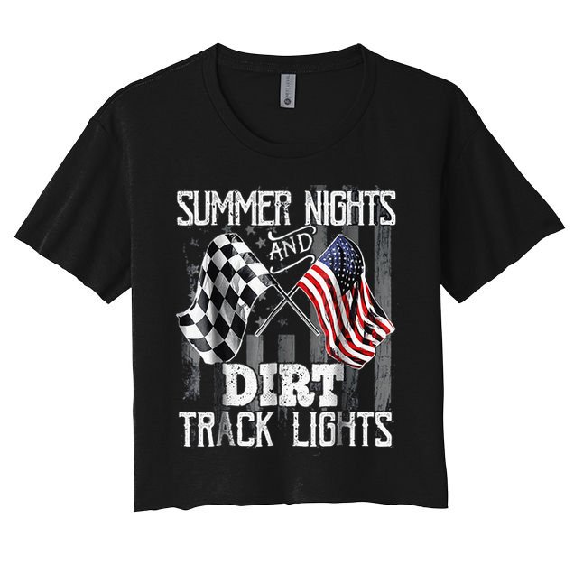 Summer Nights And Dirt Track Lights Sprint Car Racing Crop Top