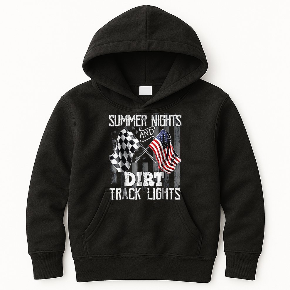 Summer Nights And Dirt Track Lights Sprint Car Racing Kids Hoodie